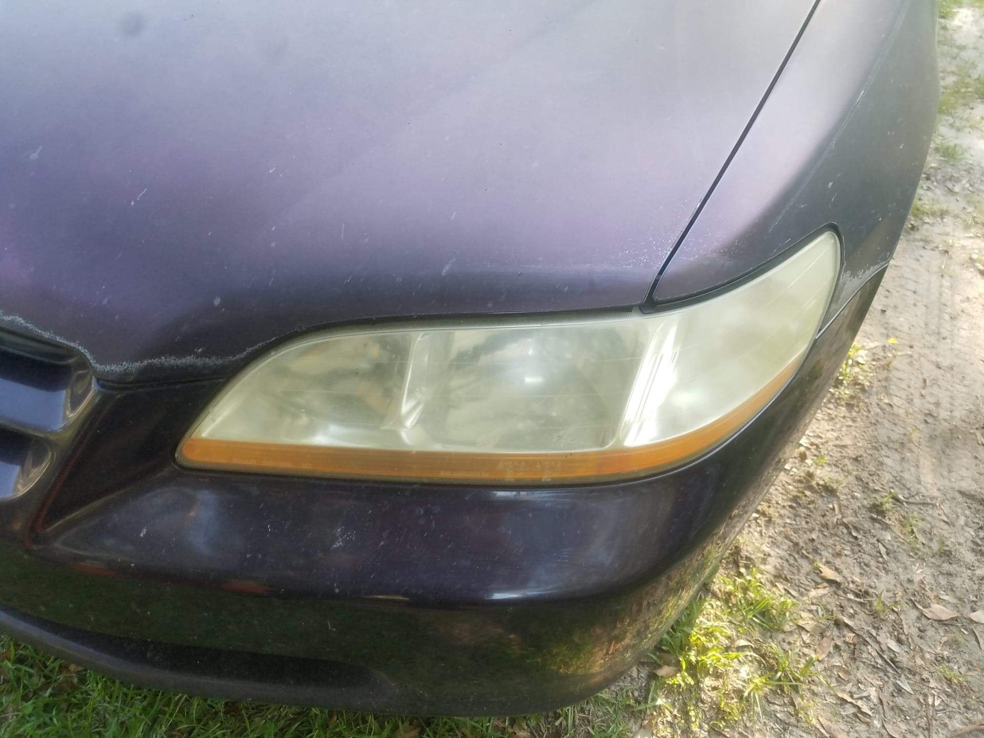 Before cleaning of headlights